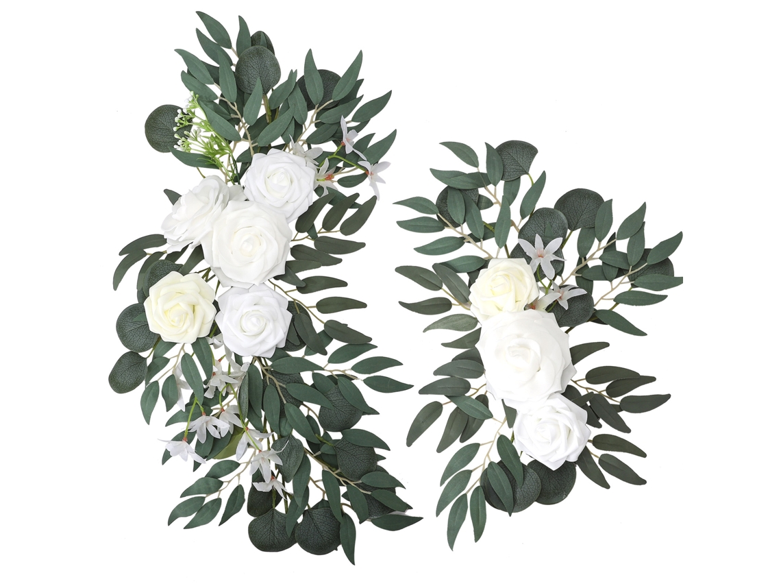Laxiscreed Arranjo De Flores Artificiais Para Casamentos, Decoração De Arco E Cantos, Pack De 2 Com Fitas