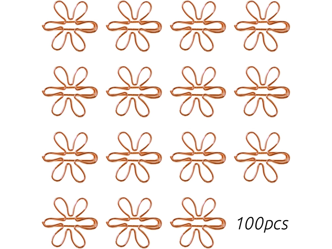 Clips de Papel Decorativos com Girassóis, Conjunto de 100 Clips Metálicos em Formato de Flor, Tamanho Grande 29x29cm.