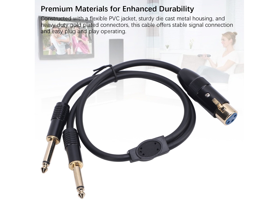 Cable de Micrófono XLR hembra a 6,35 mm macho, plug and play, para amplificador o mezclador | S/MARCA