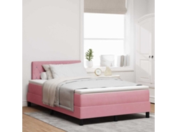 Vidaxl Cama Box Com Colchão Com Cabeceira Rosa 120 X 190 Cm Veludo
