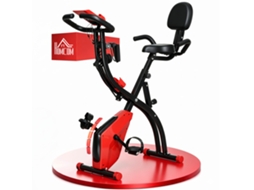 Bicicleta Ergométrica Dobrável 2-em-1, Resistência Magnética 8 Níveis, Silenciosa. Sensor Cardíaco, Elásticos Braço, Lcd, Volante 2,5kg, Vermelha