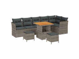 Maison Exclusive - Conjunto De Sofá De Jardim Com Almofada 9 Pcs Cinzeto