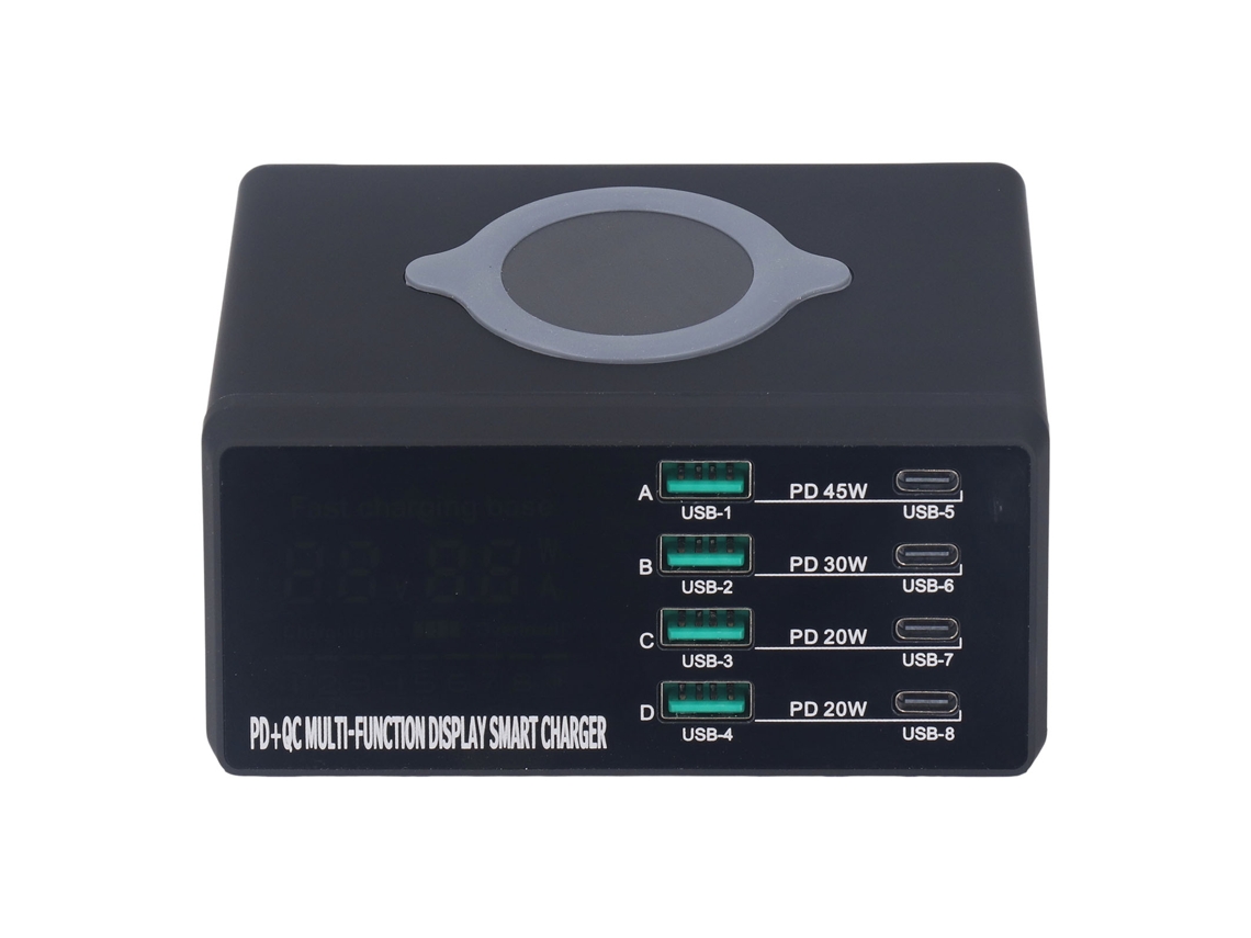 Carregador Wireless Laxiscreed Com 8 Portas, Carregamento Rápido E Visor De Led Para Múltiplos Dispositivos
