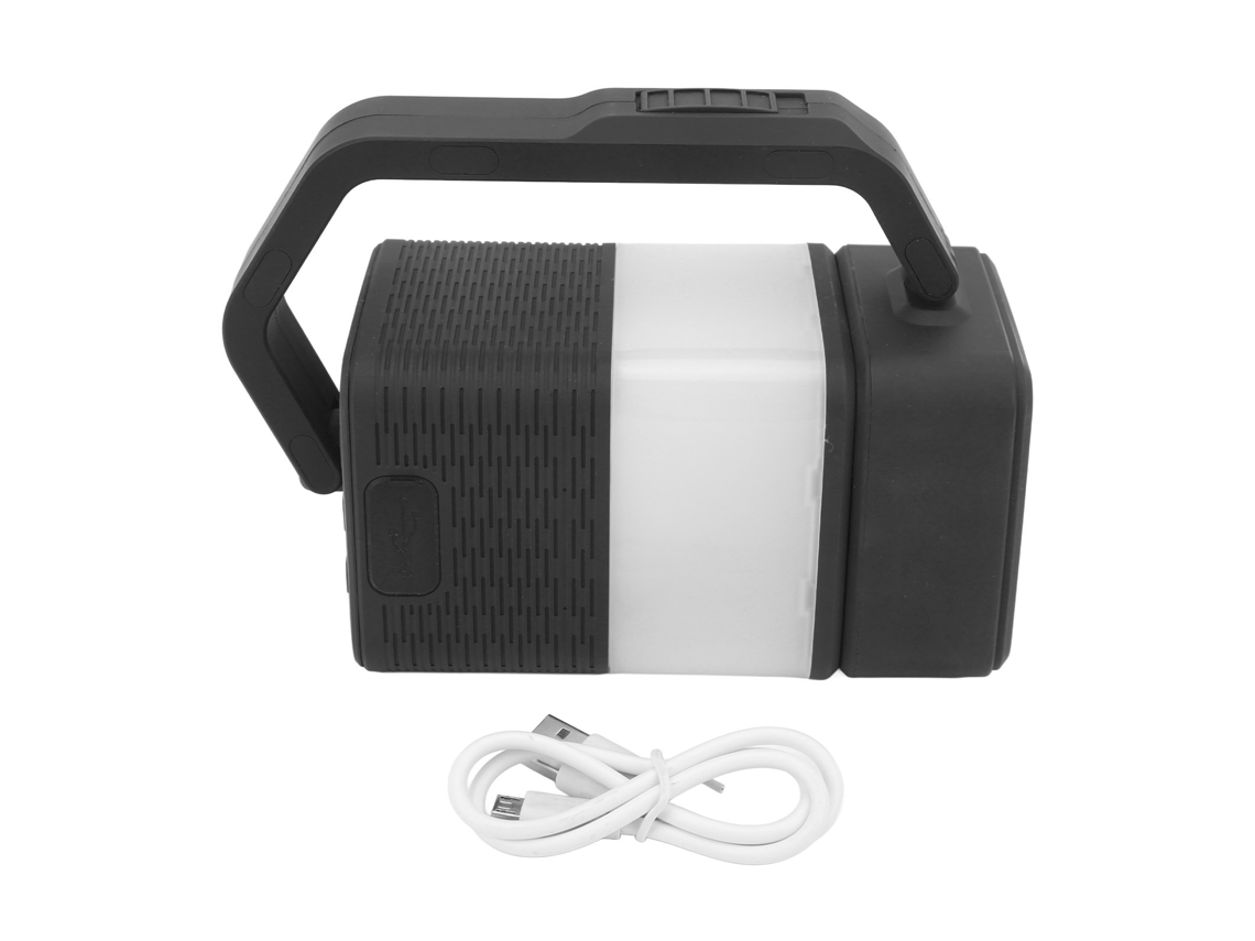 2026 lanterna Recarregável com Alto falante Bluetooth Luz Led para Camping Exterior Emergências Noturnas Preto