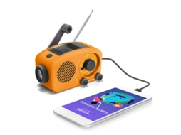 Rádio de Emergência AQUAFORGE com Células Solares, Manivela, Lanterna e Luz de Leitura