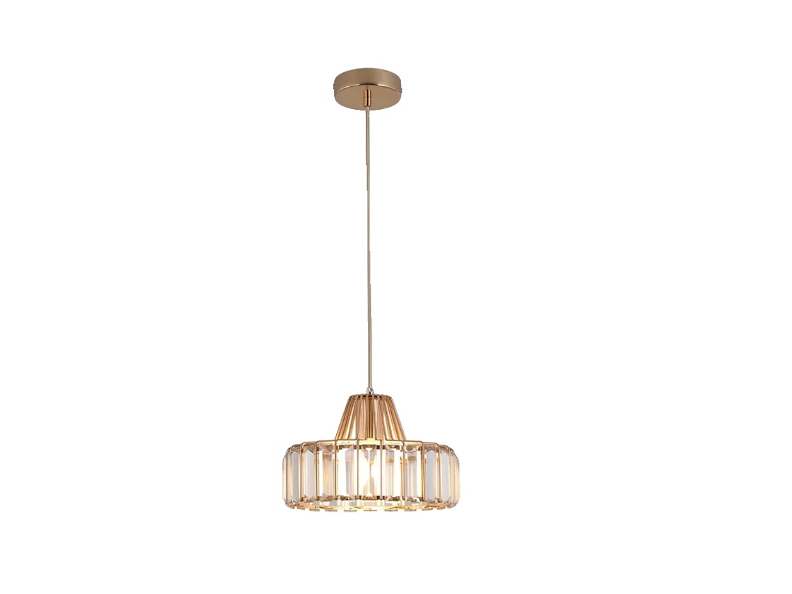 Luminária Pendente, Design Moderno em Cristal, Adequada para Vários Espaços, 1 Cabeça Dourada B, Branca Quente OEM
