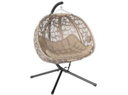 Cadeira Suspensa Para 2 Pessoas, Cesto Dobrável Para O Assento, Almofada Grande Para O Assento, Cor Areia, 130 X 103 X 172 Cm