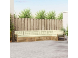 Vidaxl Conjunto De Sofás Para Exterior 6 Unid. Branco E Creme