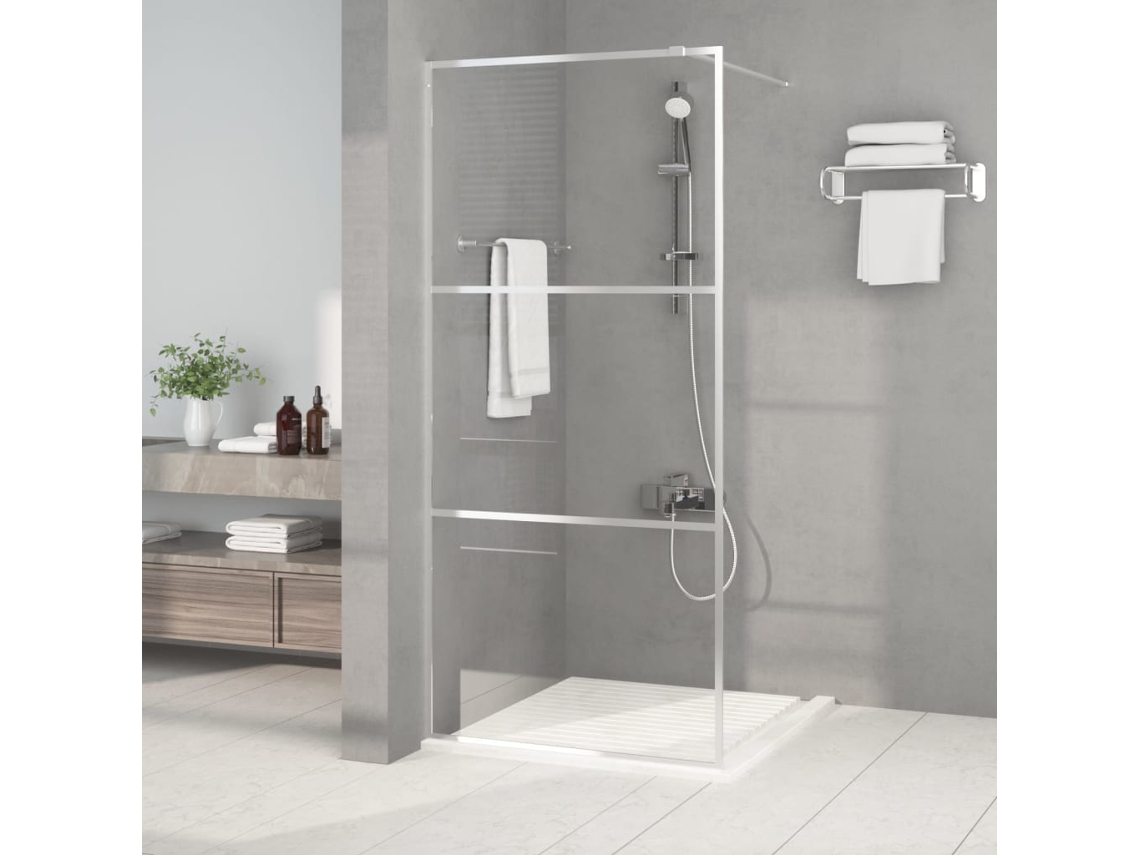 Vidaxl Divisória De Chuveiro Prateado 90x195 Cm Vidro Esg Transparente