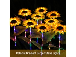 Luzes Solares Girassol Coloridas Gradientes Jardim 2 Unidades