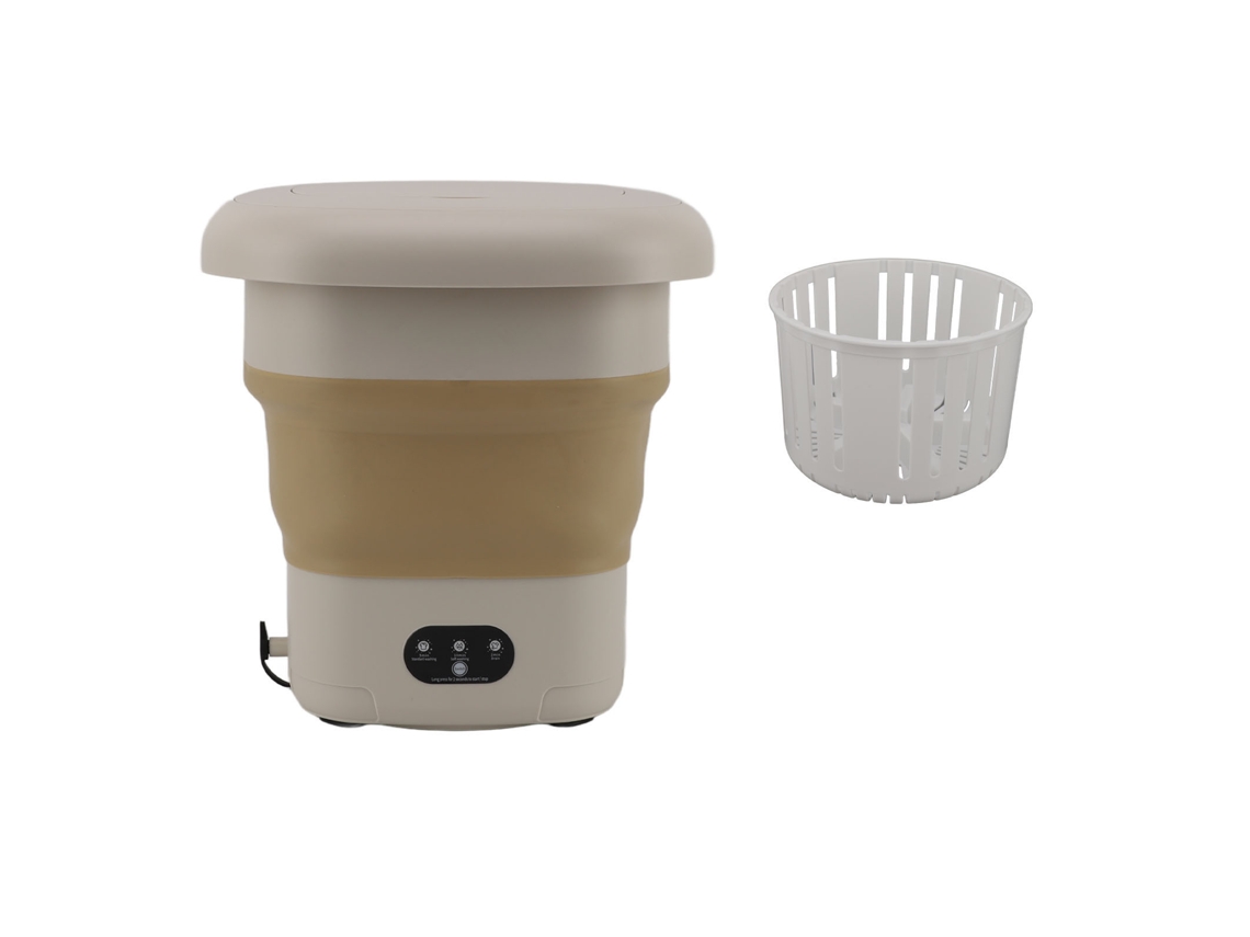 Máquina de Lavar Colapsável Mini Portátil 9l para Roupa Íntima Casa Dormitório 100 240v Khaki Plugue Eu