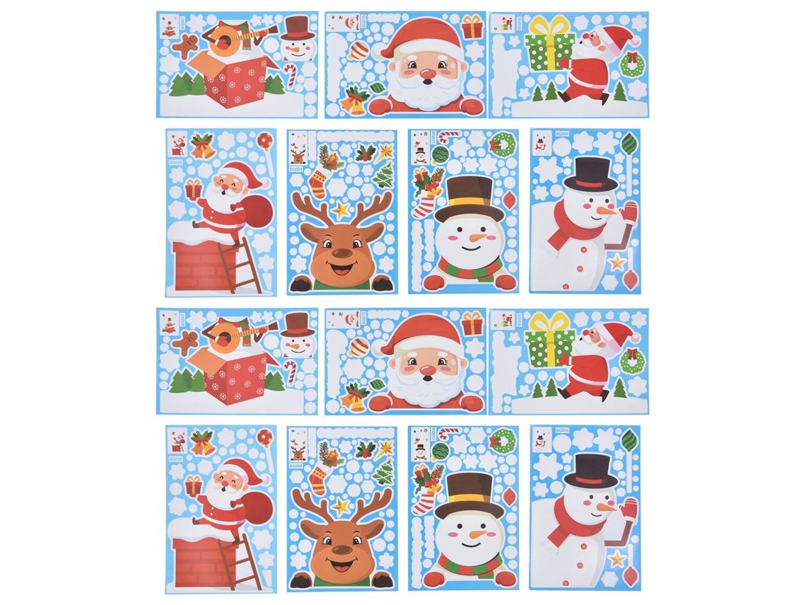 14pcs Adesivos Janela Flocos Neve Rena Elfo Decorativos S/MARCA