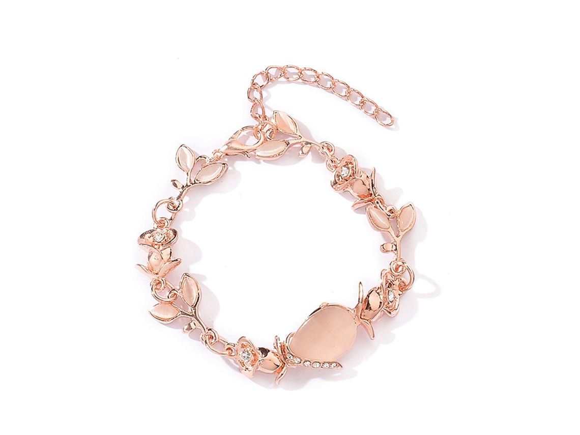Pulseira De Folha De Ouro Rosa Liga Delicada Presente De Casamento Acessório Feminino