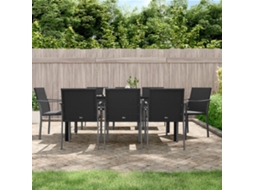 Vidaxl 9 Pcs Conjunto De Jantar P/ Jardim Com Almofadões Vime Pe E Aço