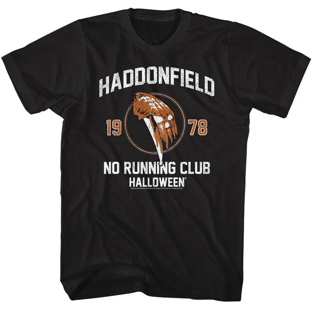 Unisex Adult T-shirt Rockinstone Halloween Movie No Running Club Black Sizexxl