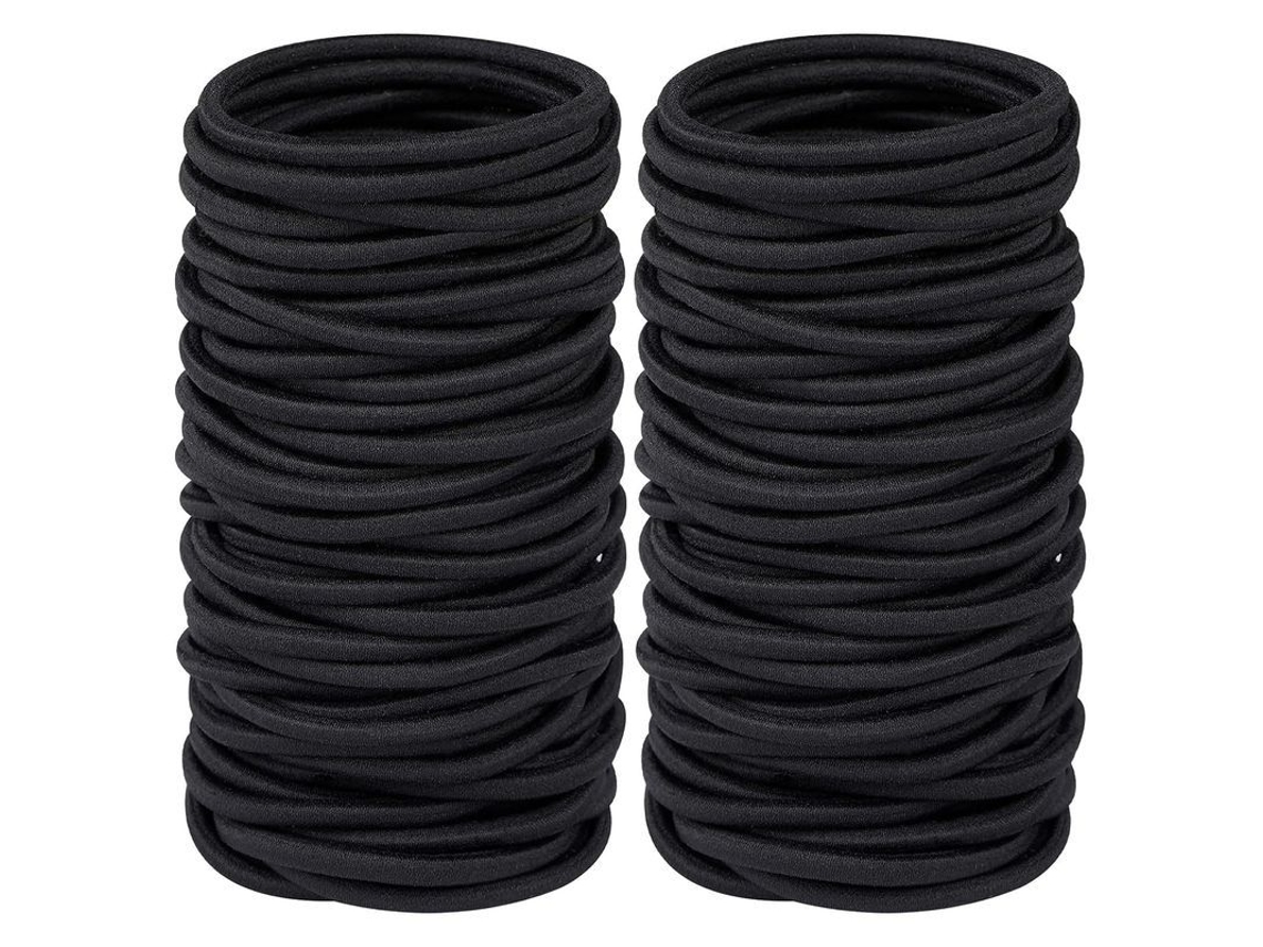 Elásticos para cabelo grosso e cacheado, 120 unidades pretas, 4mm