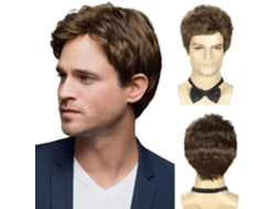Peruca Masculina, Cabelo Curto, Seda Resistente a Altas Temperaturas, Peruca Completa de Fibra Químicamarrom Claro YUNZII