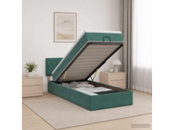 Vidaxl Cama Ottoman Com Colchão E Led Verde-escuro 80 X 200 Cm Veludo