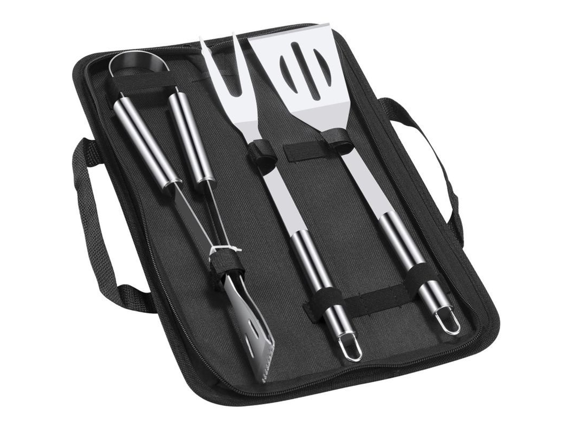 Ferramentas De Churrasco, Conjunto De 3 Acessórios Para Churrasqueira Com Garfo, Espátula E Pinças De Aço Inoxidável