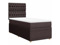 Cama com Molas 90x190 Cm Tecido Castanho escuro MAISON EXCLUSIVE