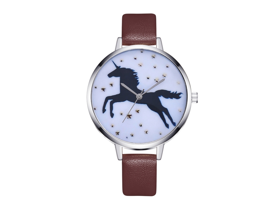 Relógio de Pulso Feminino Casual Simples Analógico Quartzo Pulseira Pu Café
