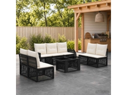 Vidaxl Conjunto De Sofá De Jardim 8 Unid. Preto E Branco Creme Vime Pe