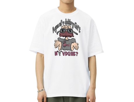 T-Shirt de Homem VREEL Imágenes Divertidas Animados Algodão Branco (S)