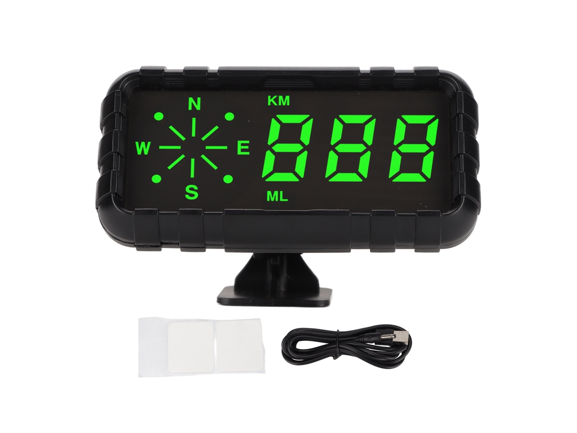 Mali hud Gps Universal para Carros com Alarme de Velocidade, Fontes Verdes e Suporte Usb Kmh/mph