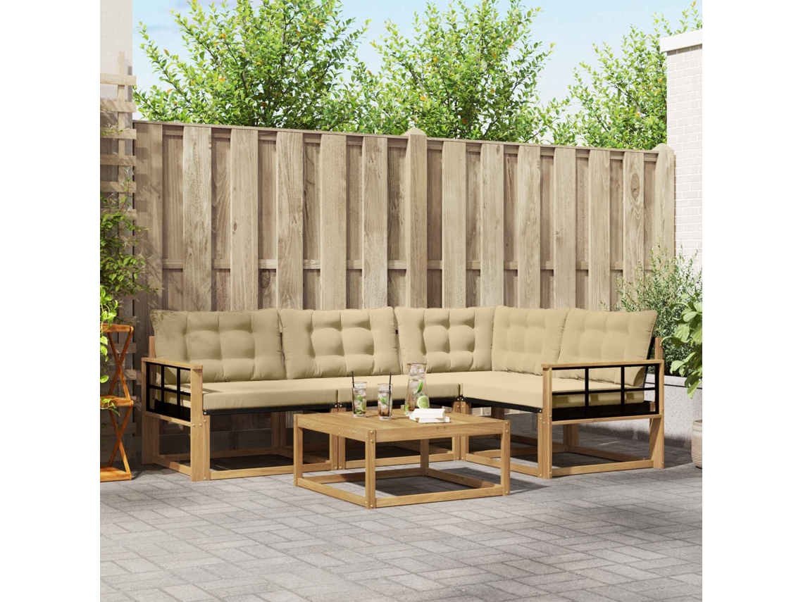 Vidaxl Conjunto De Sofás Para Exterior 5 Unid. Branco E Bege