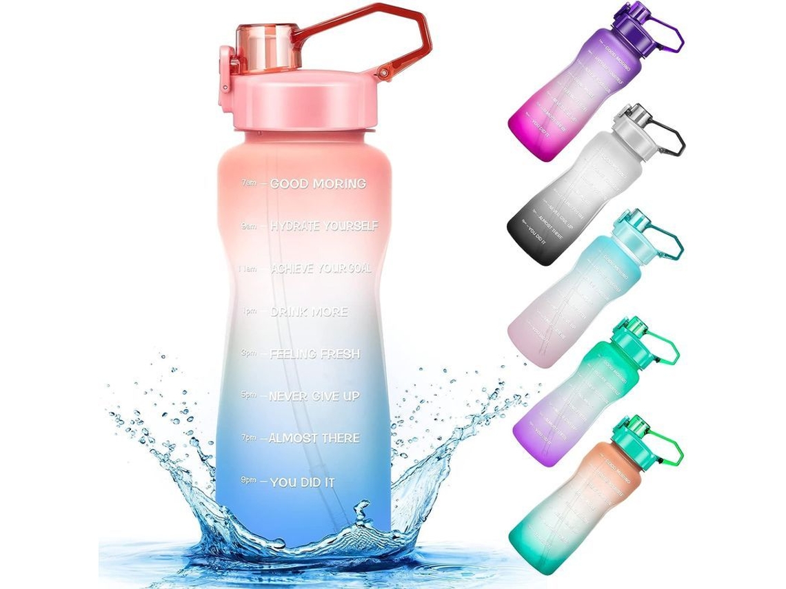 Garrafa de Água Rebe 1.9l/64 Oz com Tempo e Marcador Canudo, Anti Vazamento Bpa Free Tritan para Fitness, Academia, Esportes Ao Ar Livre
