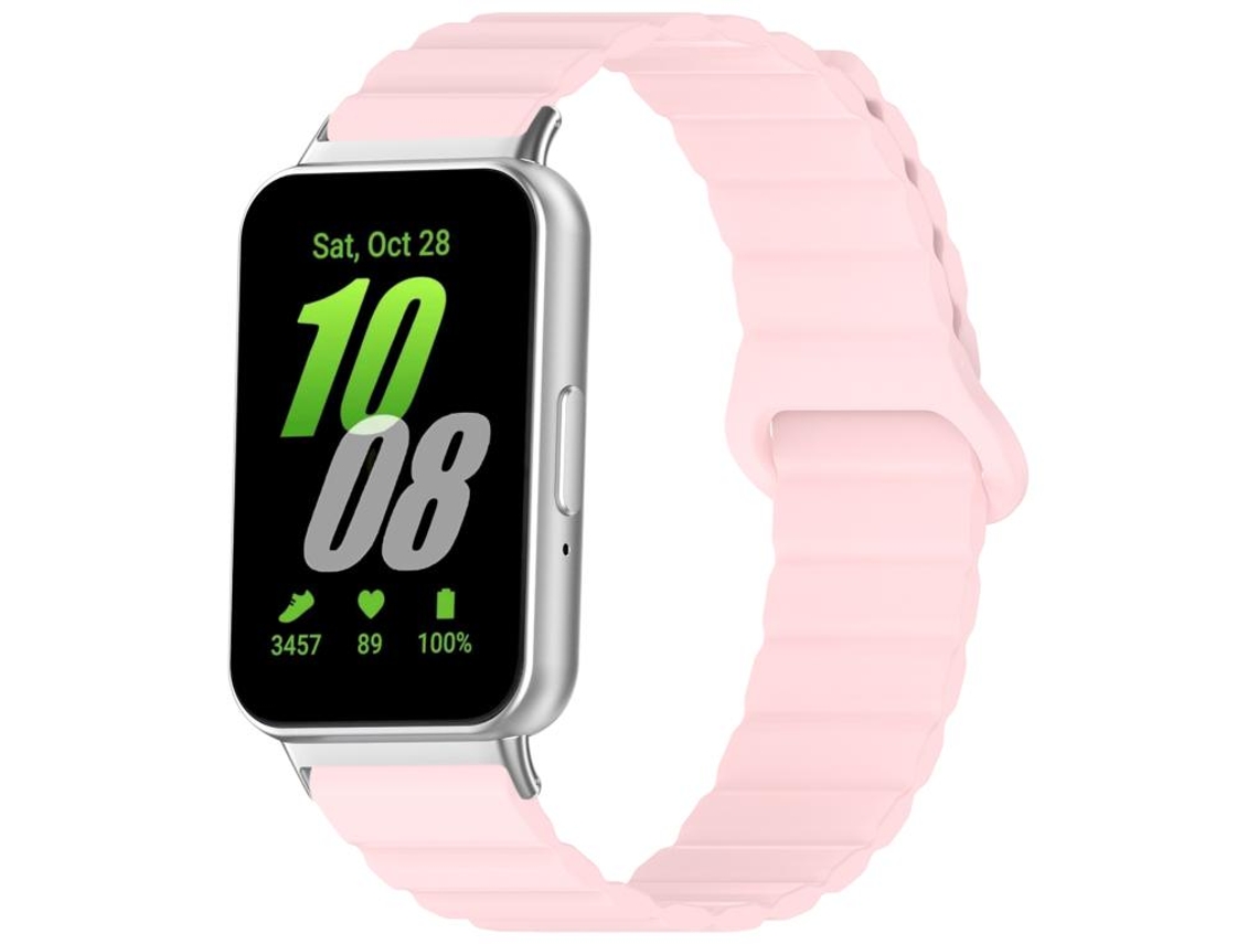 Bracelete para Samsung Galaxy Fit 3 Silicone Brilhante Magnético Loop Rosa XIAOMOYU