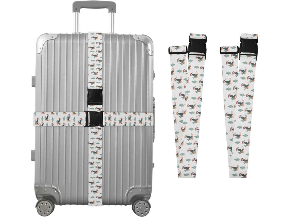 Conjunto De 2 Cintas Bagagem Com Estampa Pinguins E Árvores, Ideais Para Malas De Viagem, Acessórios Para Cintos