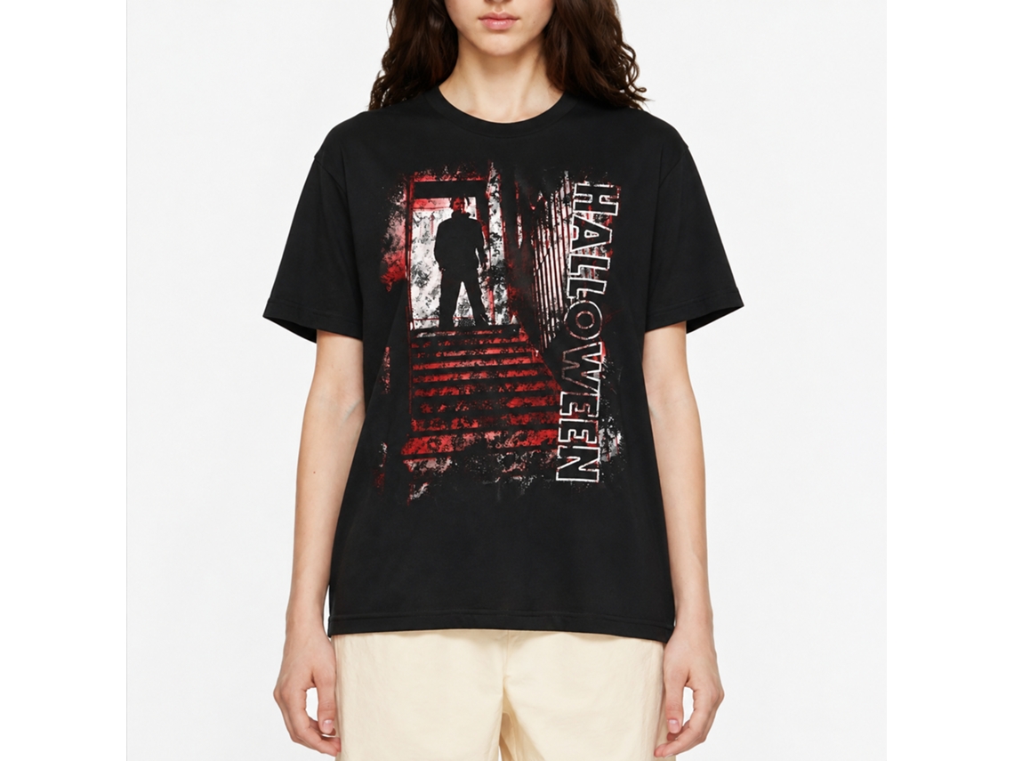 Rockinstone Halloween Stair Top Black Adult T-shirt Size:m