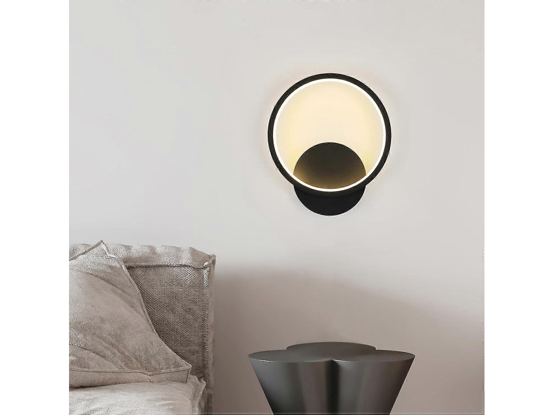 Rebe lâmpada de Parede Led Interior Moderna Redonda 12w 220v, Material de Acrílico e Alumínio Cor Preta