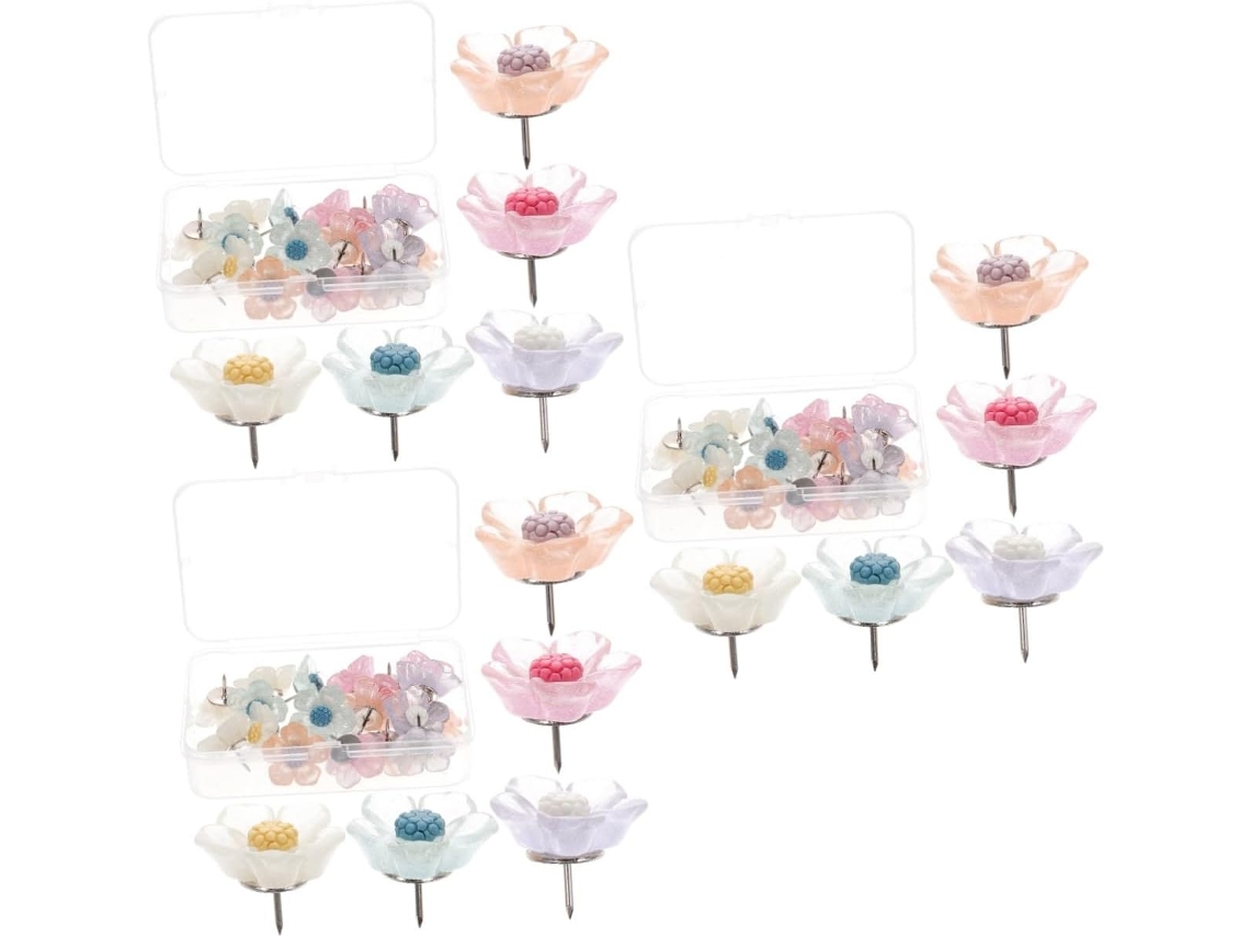 60 Unidades De Alfinetes Decorativos Em Formato Flor Para Pastas E
