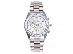 Reloj De Pulsera De Acero Para Hombres Con Dial Redondo Analógico De Cuarzo Casual Y Moderno (blanco)