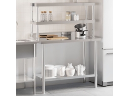 Vidaxl Mesa Trabalho Cozinha C/ Prateleira 110x55x150cm Aço Inoxidável