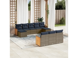 Vidaxl Conjunto De Sofá De Jardim Com 10 Peças E Almofadas Em Rattan Sintético Cinza