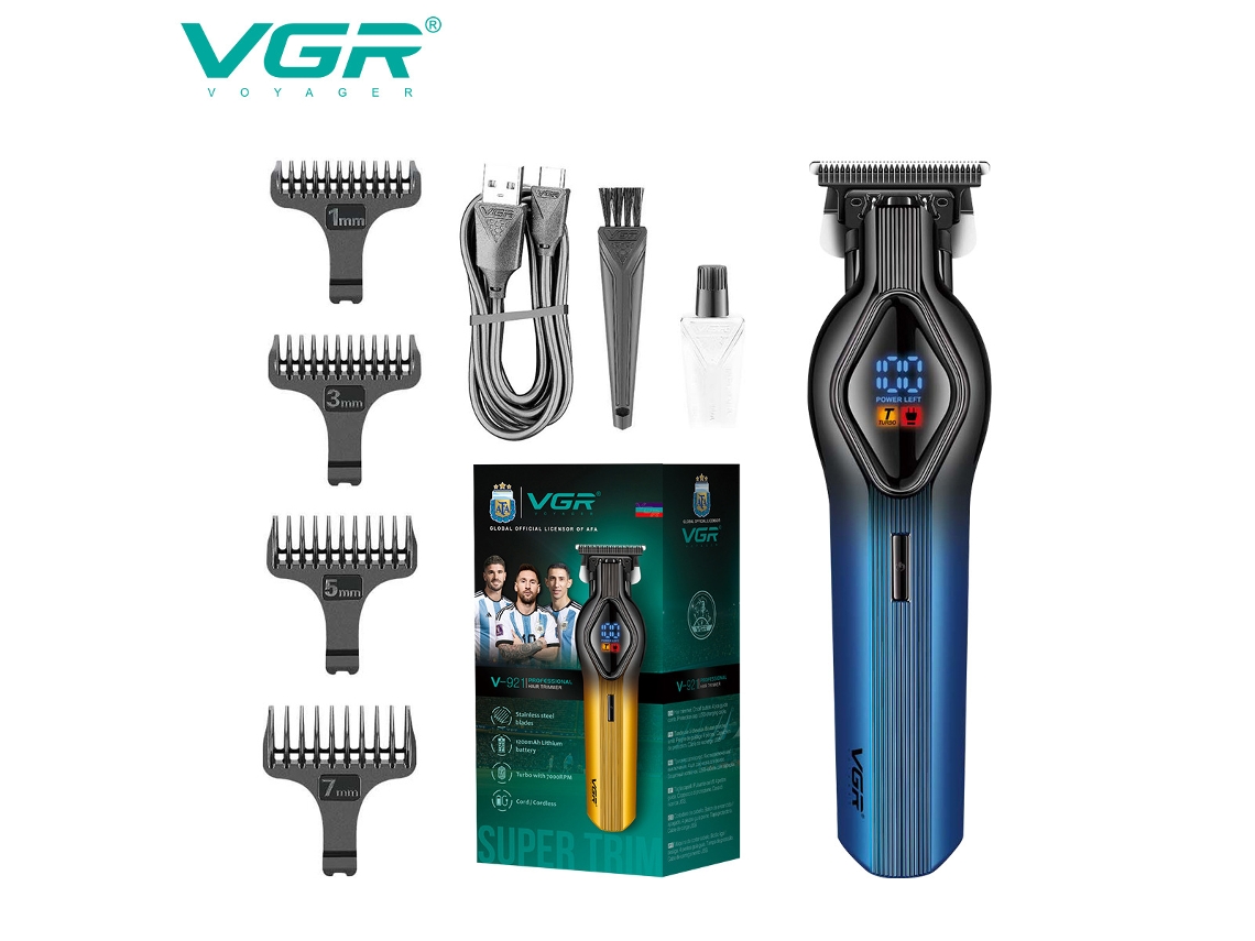 Máquina de Cortar Cabelo Elétrica com Visor Digital Lcd e Gravação para Uso Especial Aparador de Cabelo Estilo Óleo MDUG (azul)