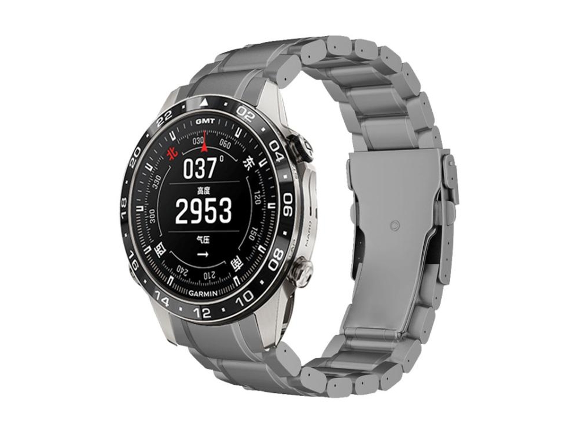Bracelete para Garmin de Titânio com fivela de segurança curva e liberação rápida (22mm) XIAOMOYU