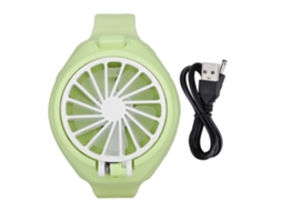Ventilador Portátil Mini Relógio Usb Recarregável Crianças Verde