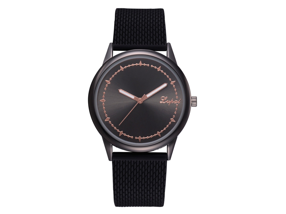 Relógio de Pulso Feminino Lvpai de Quartzo com Pulseira de Silicone Estilo Moderno Preto