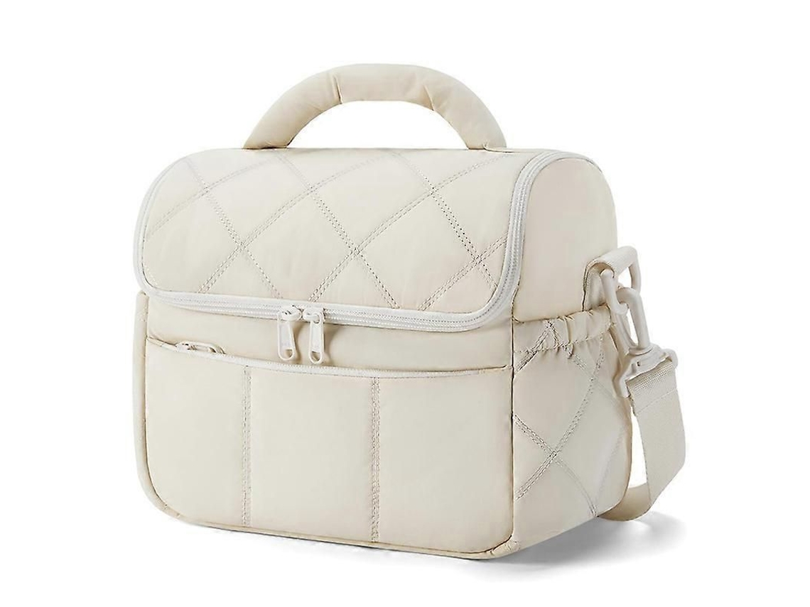 Bolsa De Almoço Isotérmica Adorável Com Design De Edredom E Isolamento Premium Para Frescura Durante O Dia Off-white