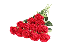 Vylara 12 Peças Rosas Artificiais De Seda, Caules Longos Para Decoração Casa Casamento Festa (a-vermelho)