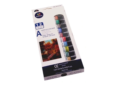 Tintas Acrílicas Em Tubos, 12x12 Ml Dozen