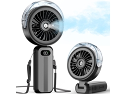 Ventilador de Mão MDUG, 4 velocidades, recarregável, portátil, dobrável (preto)