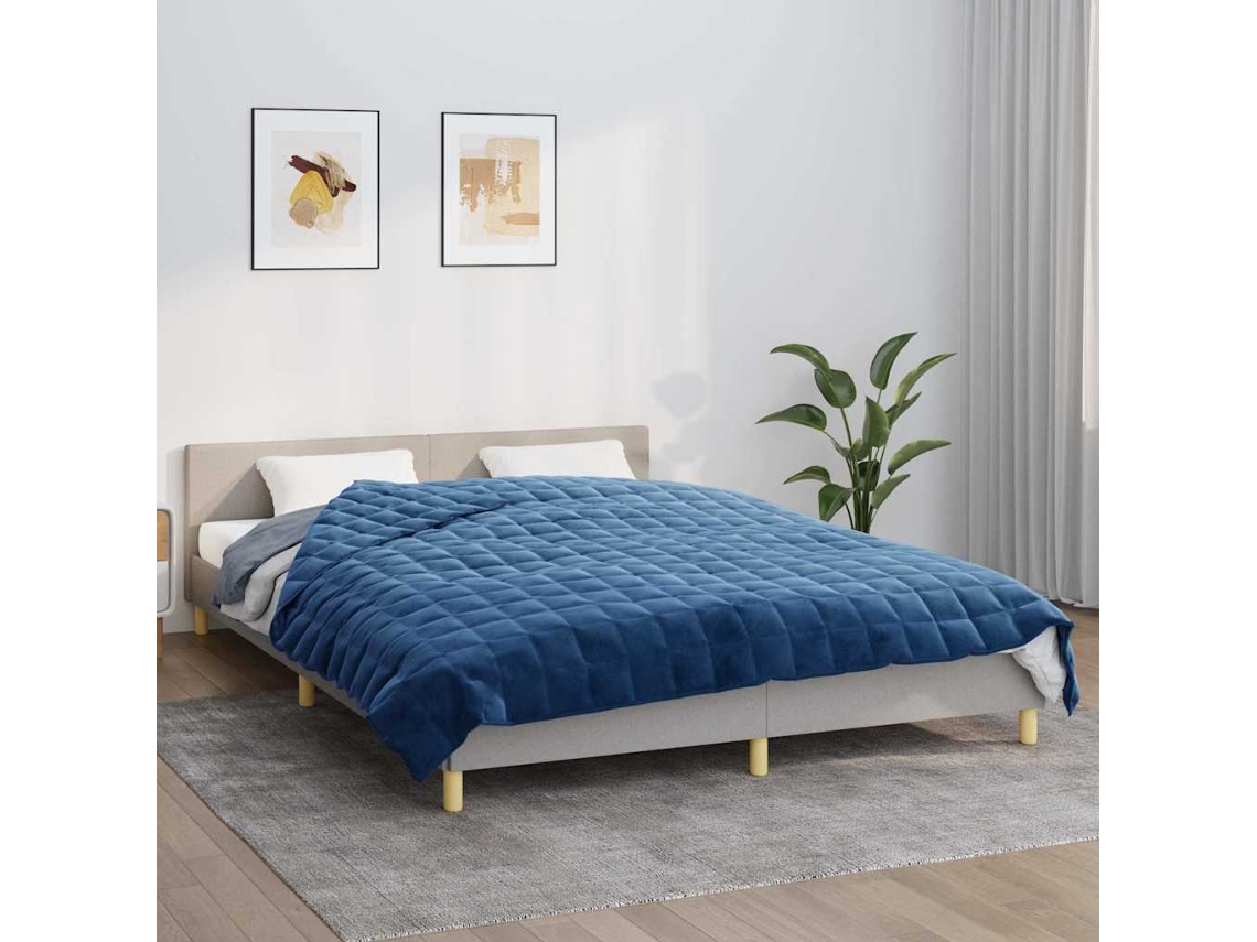 Vidaxl Manta Pesada 11 Kg 220x240 Cm Tecido Azul