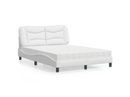 Vidaxl Cama Com Colchão Hvar 140x200 Cm Couro Artificial Branco