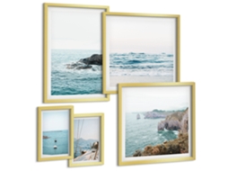 Conjunto De Pinturas Retratos Abstratos Em Cores Moldura Dourada Fotos Para O Escritório Espelharte (conjunto De 5 Imagens)