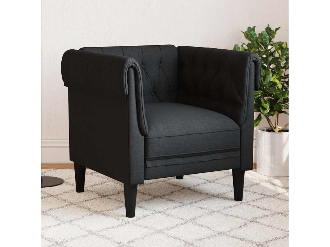 Vidaxl Sofá Chesterfield Tecido Preto